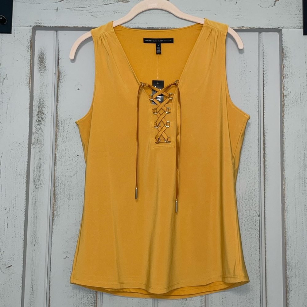 NWT White House Black Market lace up tank top.